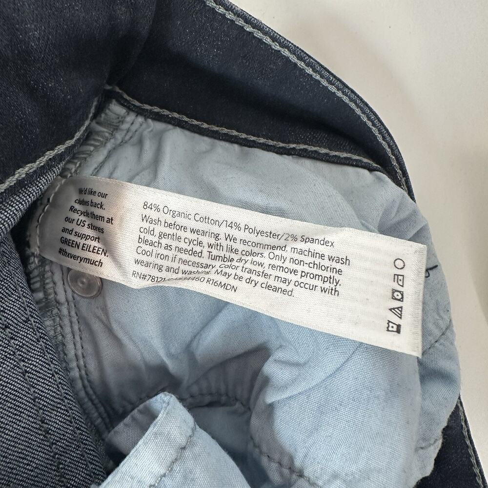 Eileen Fisher Jeans Womens 2 Dark Wash Straight Stretch Frayed hem Midrise‎ - Picture 8 of 14